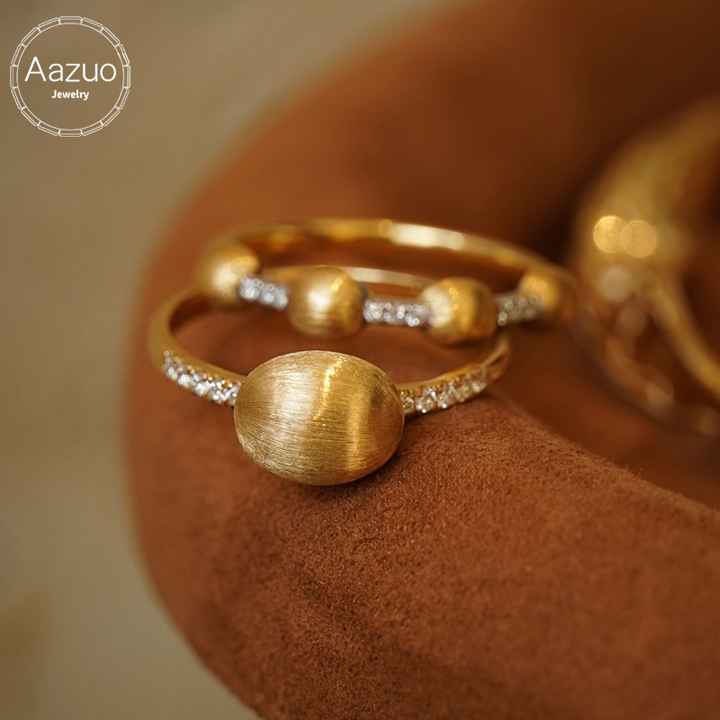 Vintage Fashion Rings - Aazuo ファッションヴィンテージジュエリーリアル 18 K ソリッドイエローゴールド天然ダイヤモンド妖精リングギフト女性 &