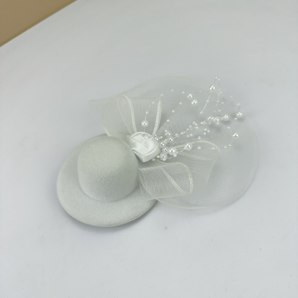 Vintage Fashion Hats - ファッション性の高いヴィンテージ風ファシネーターハット、エレガントなフラワーメッシュヘアクリップ、スイートパールブライドヘッドドレス、ウェディング用
