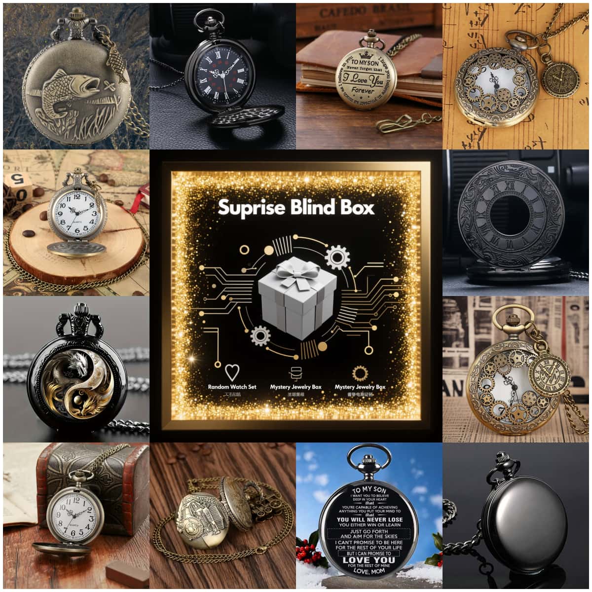 Vintage Fashion Watches - 1個入り サプライズ ミステリーウォッチ ブラインドボックス-ファッション ヴィンテージ メンズ