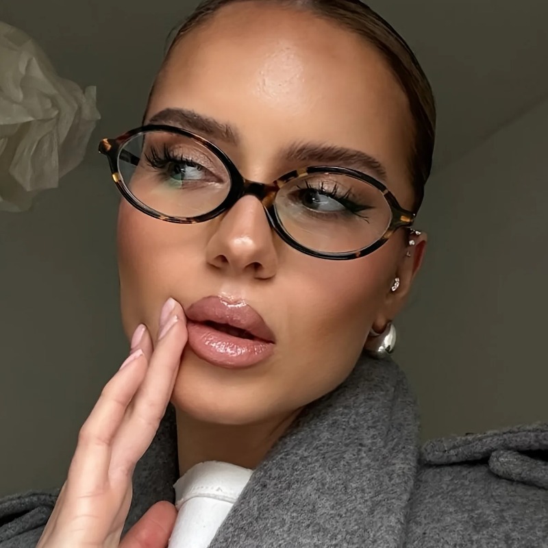 Vintage Fashion Glasses - ヴィンテージオーバルサングラス女性の高級ブランドデザイナー小さなオーバル抗青色光メガネレトロファッション男性ヒョウ Eyegalsses