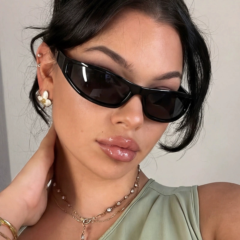 Vintage Fashion Glasses - Y2K 細長の長方形ラップアラウンドサングラス レディース メンズ パンク ヴィンテージ