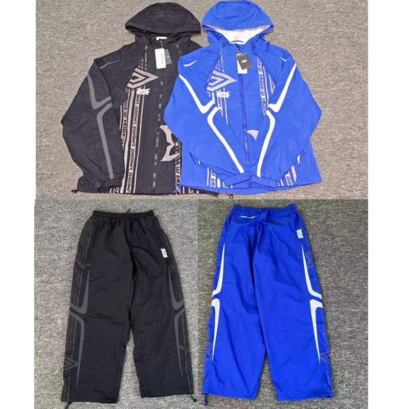 Vintage Windbreaker Nylon - メンズ Y2K ブルーストライプ MERTRA フード付きウィンドブレーカー ストリートウェア