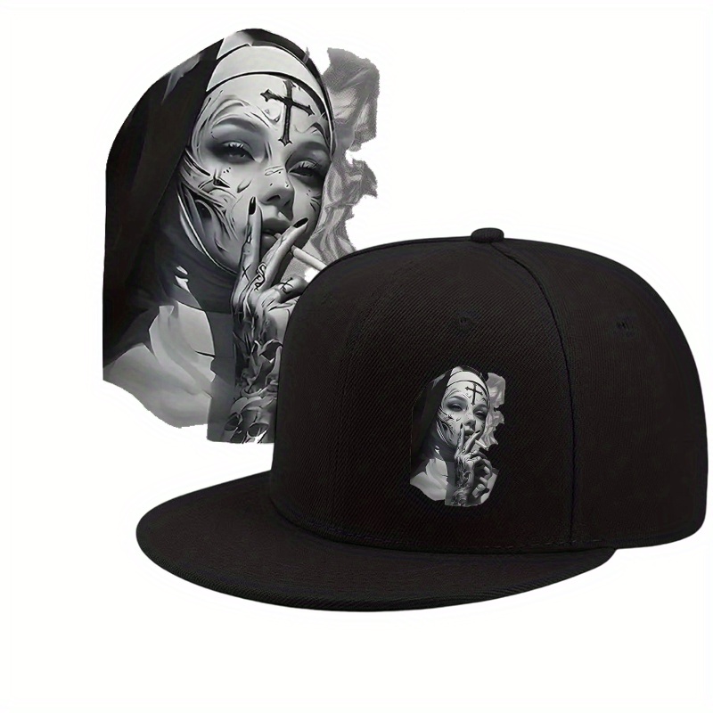 Vintage Fashion Hats - ファッションフラットブリム野球帽調節可能なヴィンテージスタイル修道女グラフィックデザインヒップホップ帽子ユニセックススナップバックキャップストリートウェア用