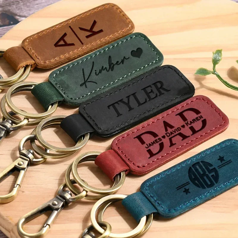 Vintage Fashion Rings - 男性と女性のためのパーソナライズされた革のキーホルダー,ヴィンテージキーリング,会社とホテル,名前と番号,レーザー彫刻