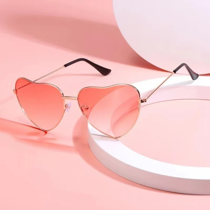 Vintage Fashion Glasses - ファッションハート型メタルサングラスヴィンテージトレンディストリートシューティングシェードファッション不規則な眼鏡ピンクサングラス女性用