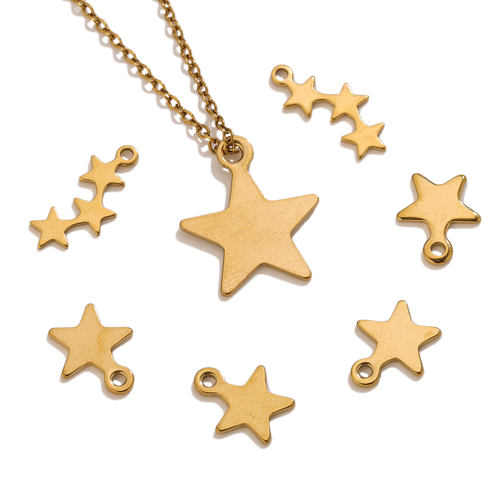 Vintage Fashion Jewelry Necklaces - 20 ピース/ロットスターチャームジュエリー作成用ステンレス鋼ゴールドカラー DIY 手作りネックレスブレスレットペンダントアクセサリー卸売