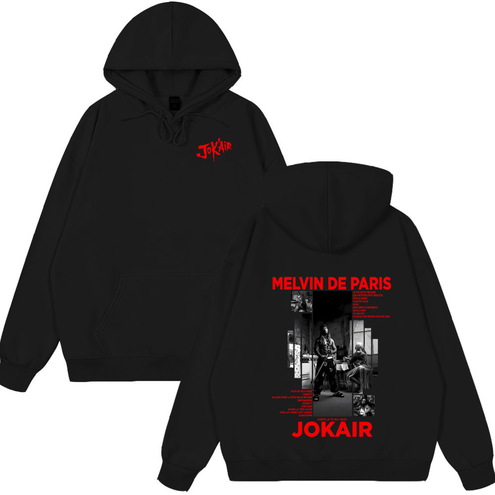 Vintage Fashion Paris - ラッパー Jok'air メルビンドパリグラフィックパーカー男性女性ヒップホップストリートファッショントップスポップミュージックパーカーカジュアルヴィンテージパーカー