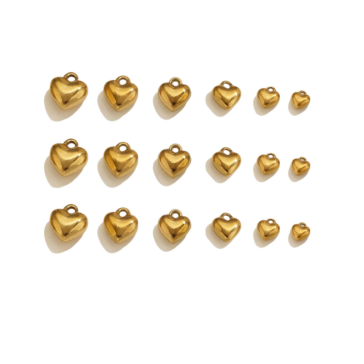 Vintage Fashion Jewelry Necklaces - 20個入り 3Dソリッドハートチャーム 18K PVDステンレススチール製 ヴィンテージ風 かわいいDIY用イヤリング