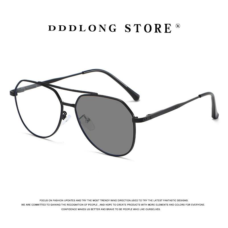 Vintage Fashion Glasses - DDDLONG レトロパンクファッションパイロットフォトクロミックサングラス女性男性メタル眼鏡クラシックヴィンテージ UV400 アウトドアシェード D679