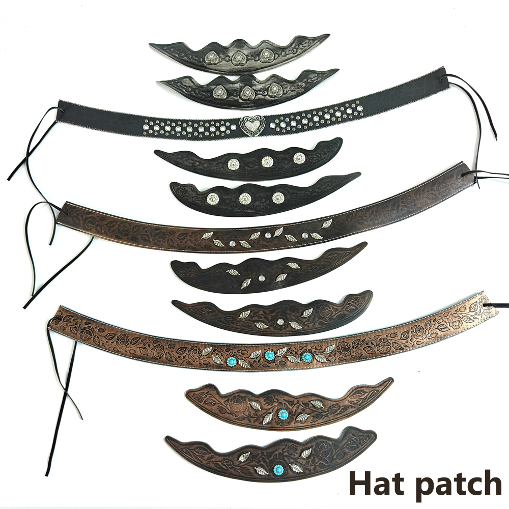 Vintage Fashion Hats - ウエスタンレザーハットバンドヴィンテージカウボーイハットパッチ調節可能なハットベルトフェドーラハット装飾バンドエンボス加工花柄ハットアクセサリー
