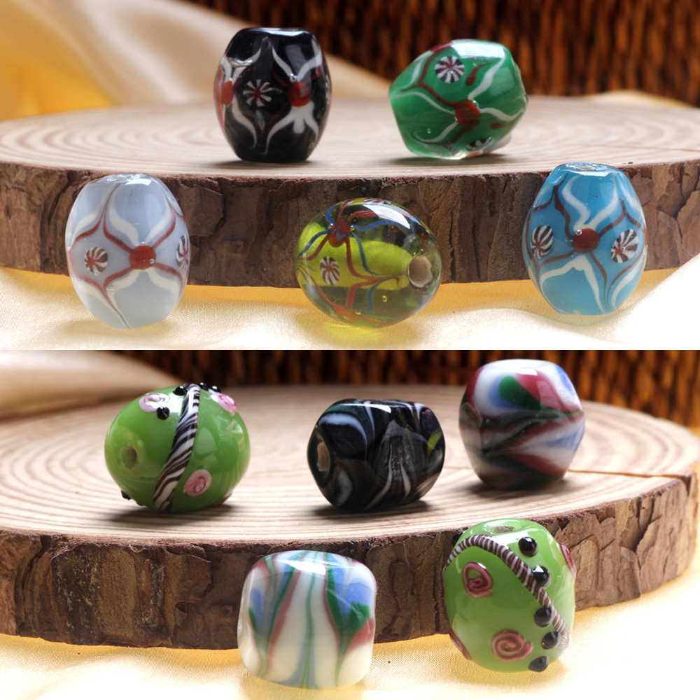 Vintage Fashion Jewelry Necklaces - 1PC 20 ミリメートル高レベル手作り楕円形ランプワークガラスビーズ DIY ファッション花チャームネックレスジュエリー作成アクセサリー