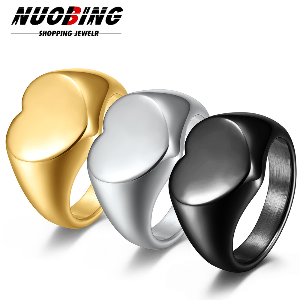 Vintage Fashion Rings - カスタマイズされた女性シグネットリングかわいいハート Roung リング女性のためのステンレス鋼の幾何学的な指ヴィンテージウェディングアクセサリー