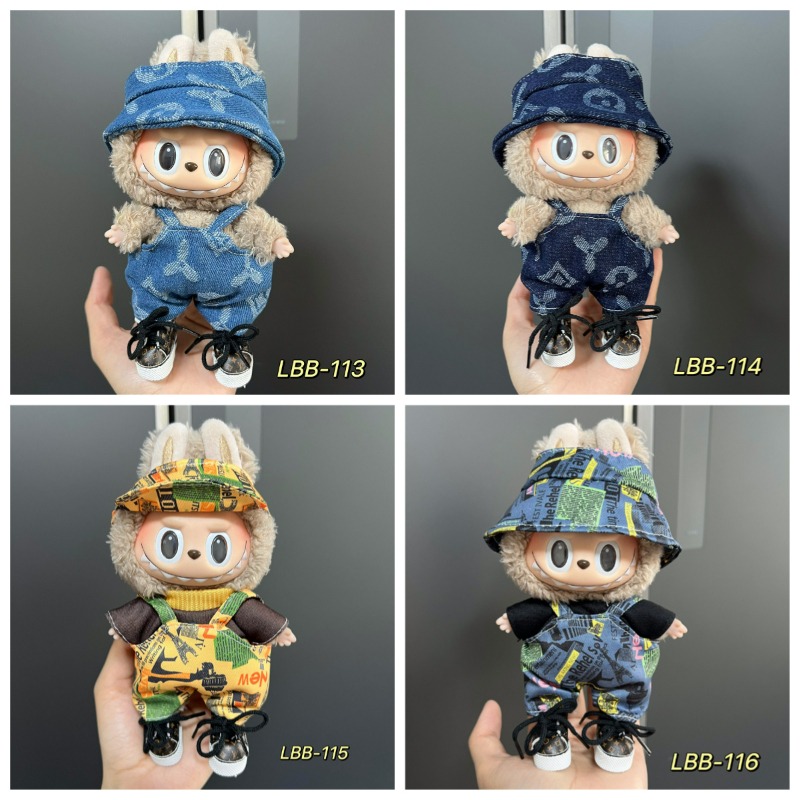 Vintage Fashion Hats - ヴィンテージプリントのつば広帽子とオーバーオールの組み合わせは、アウトドアアドベンチャー服としてのかわいいぬいぐるみのために特別にデザインされています。
