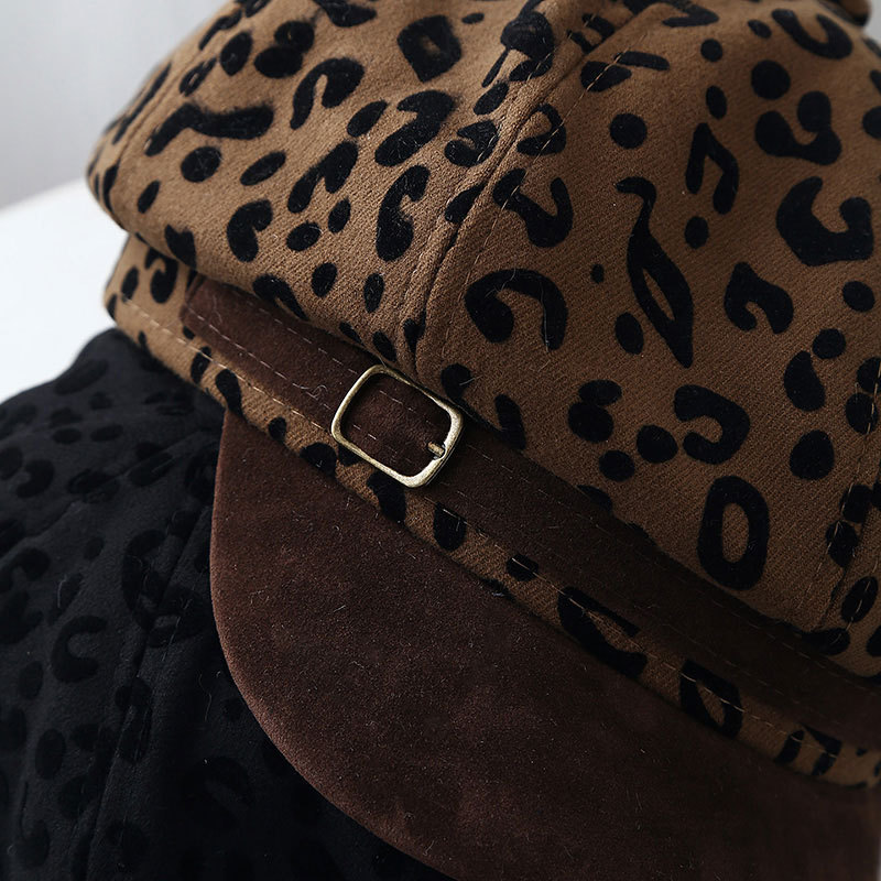 レトロヒョウ柄ワイドブリムベレー帽ヴィンテージペインターキャ - Vintage Fashion Hats のレビューと価格