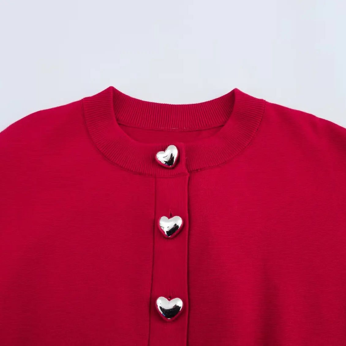 女性クロップドニットカーディガンボタンラウンドネック長袖リブ - Crop Cardigan Vintage のレビューと価格