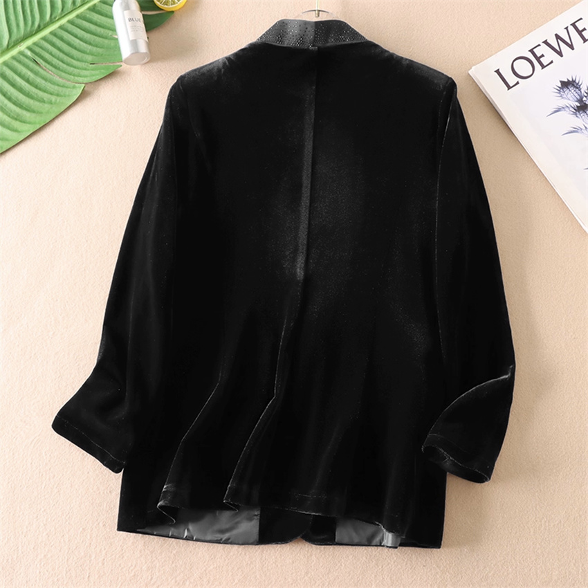 秋冬ビッグサイズヴィンテージ女性ゴールドベルベットブレザーフ - Velvet Blazer Vintage のレビューと価格