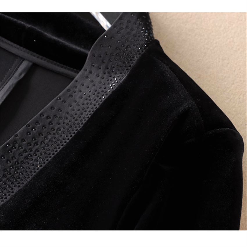 秋冬ビッグサイズヴィンテージ女性ゴールドベルベットブレザーフ - Velvet Blazer Vintage のレビューと価格