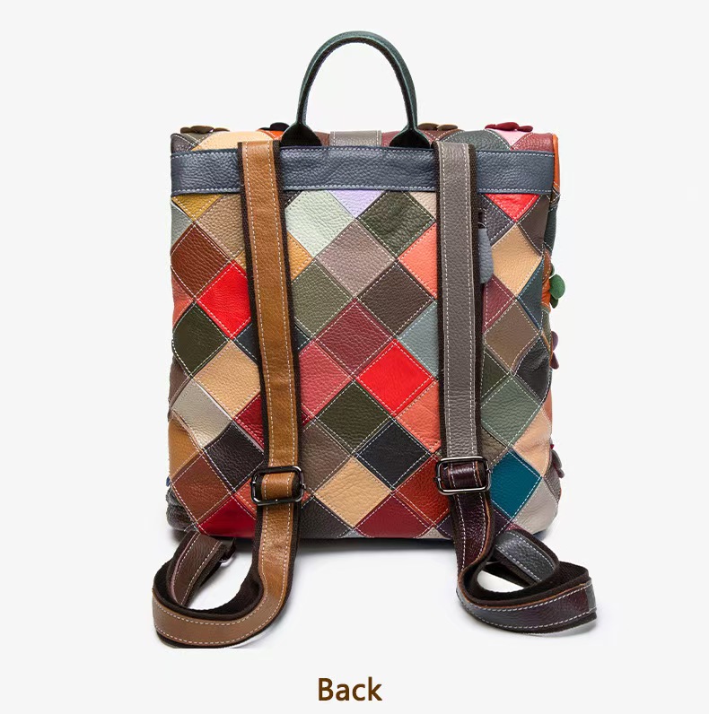 ヴィンテージ女性本革バックパックフラワーリアル牛革ショルダー - Vintage Fashion Ladies のレビューと価格