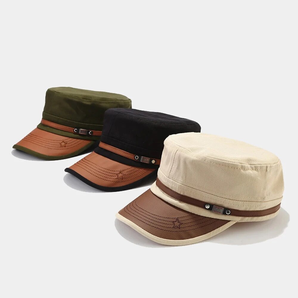 カジュアル士官候補生帽子男フラットトップキャップファッション - Vintage Fashion Hats のレビューと価格