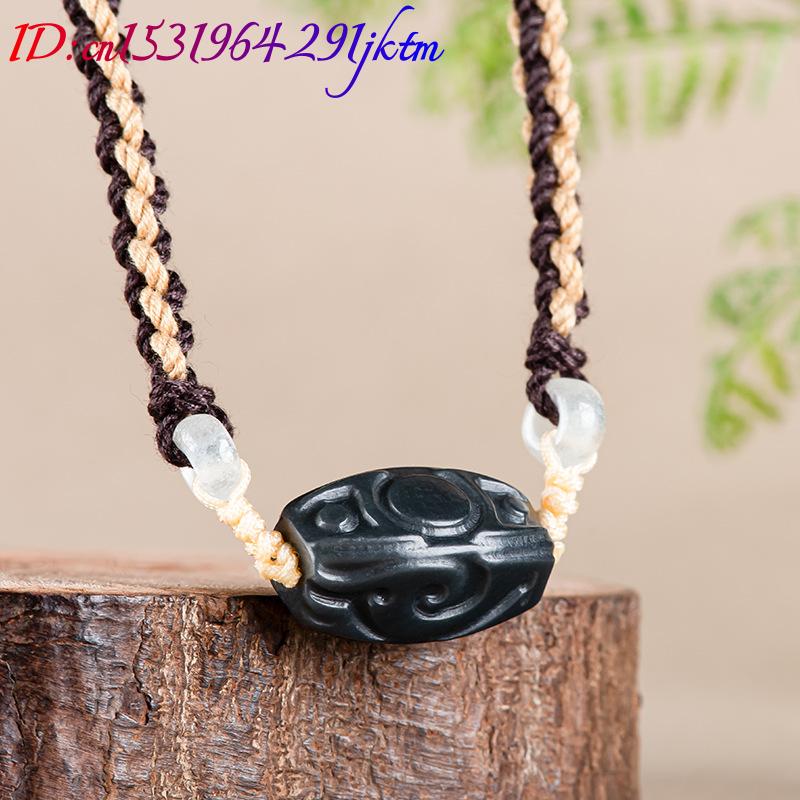 和天翡翠彫刻ビーズペンダントネックレスヴィンテージファッショ - Vintage Fashion Jewelry Necklaces のレビューと価格