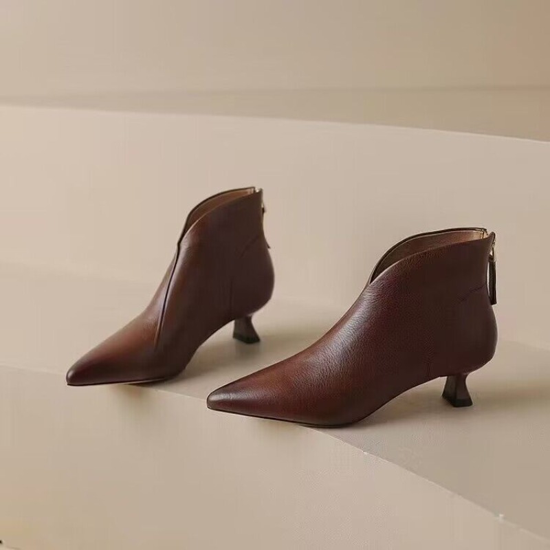 秋冬ポインテッドトゥ女性アンクルブーツファッションエレガント - Vintage Fashion Ladies のレビューと価格