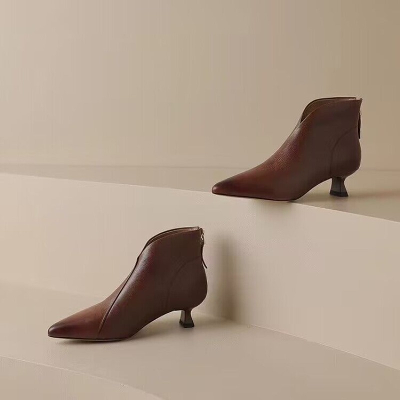 秋冬ポインテッドトゥ女性アンクルブーツファッションエレガント - Vintage Fashion Ladies のレビューと価格