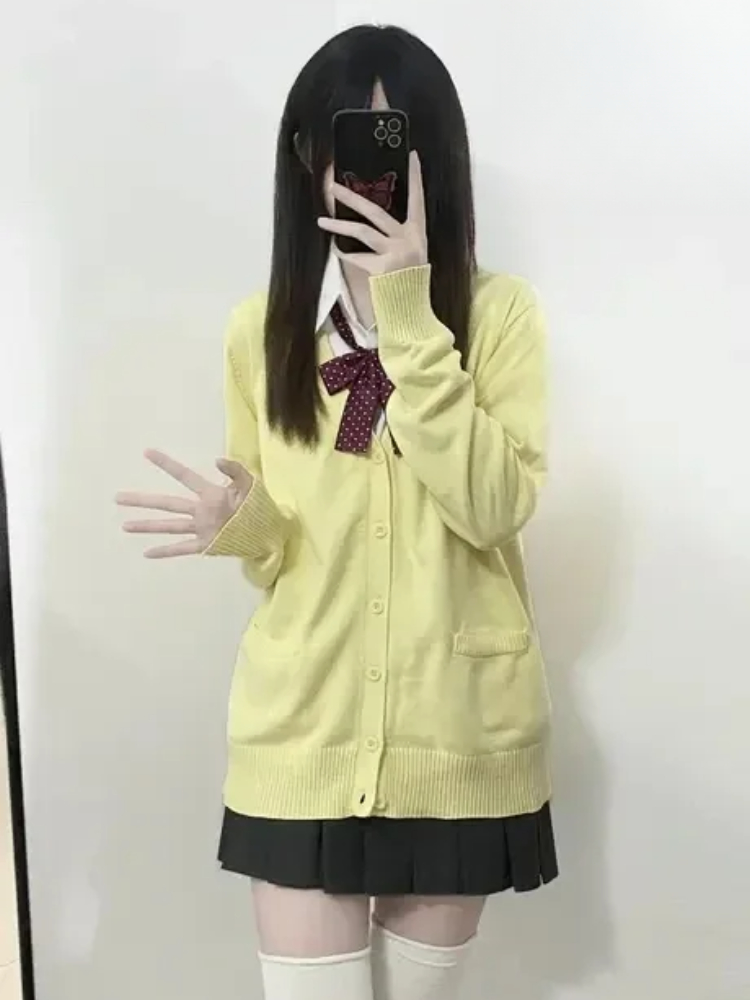 日本のヴィンテージ風長袖レディース可愛いJKセーターニットカ - Crop Cardigan Vintage のレビューと価格