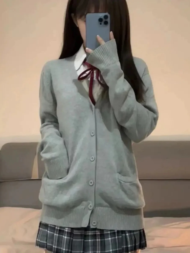 日本のヴィンテージ風長袖レディース可愛いJKセーターニットカ - Crop Cardigan Vintage のレビューと価格