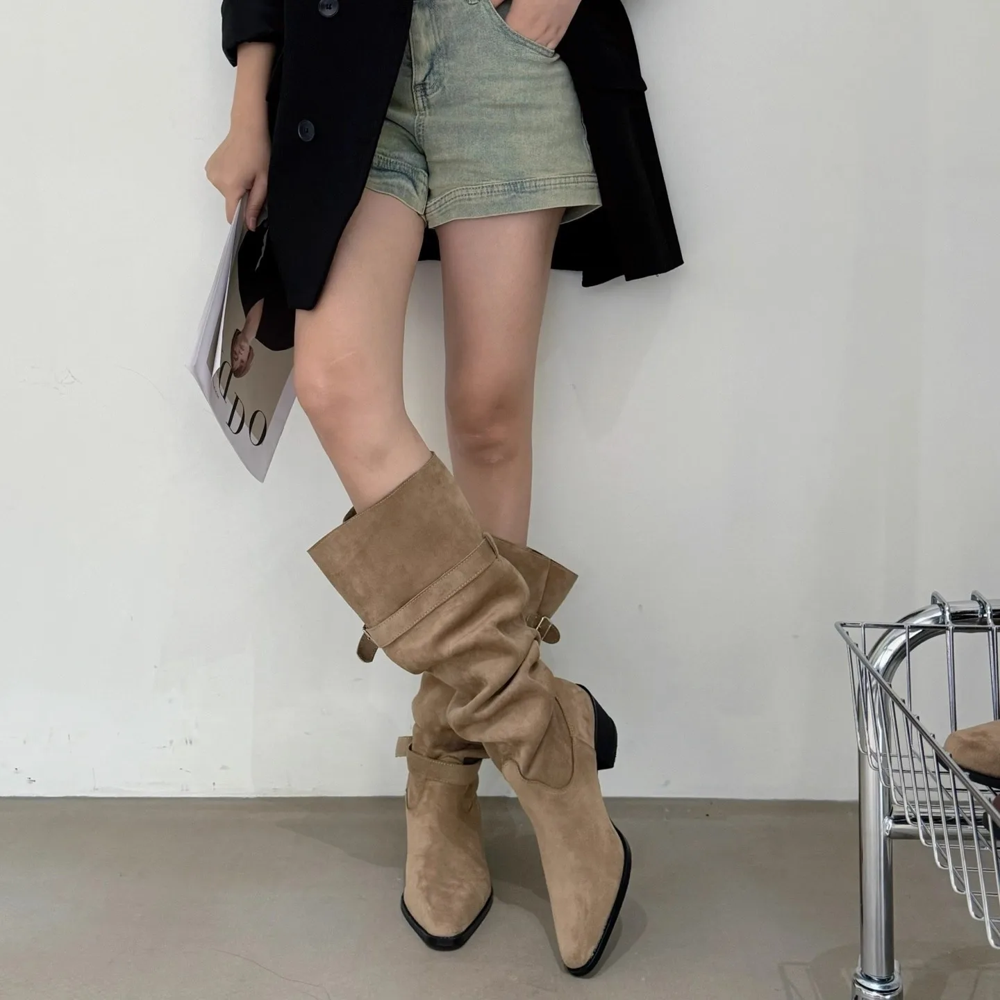 ヴィンテージスエード女性用トラウザーズレッグブーツファッショ - Vintage Fashion Ladies のレビューと価格