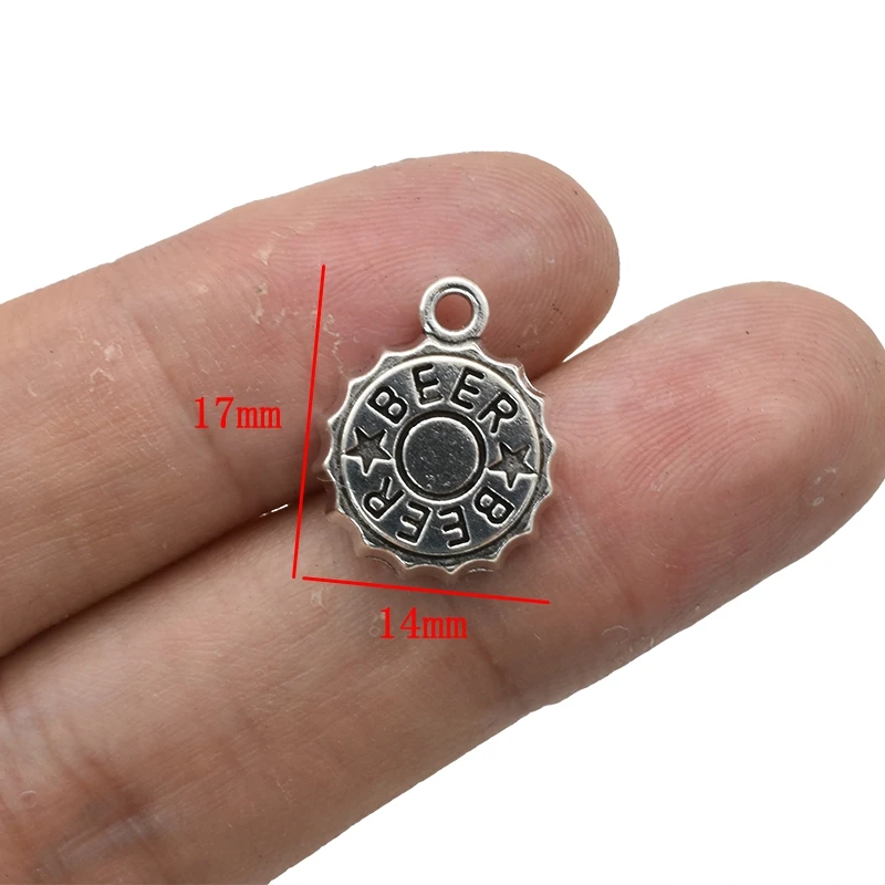 アンティークシルバーメッキビールキャップチャーム、DIYイヤ - Vintage Fashion Jewelry Necklaces のレビューと価格