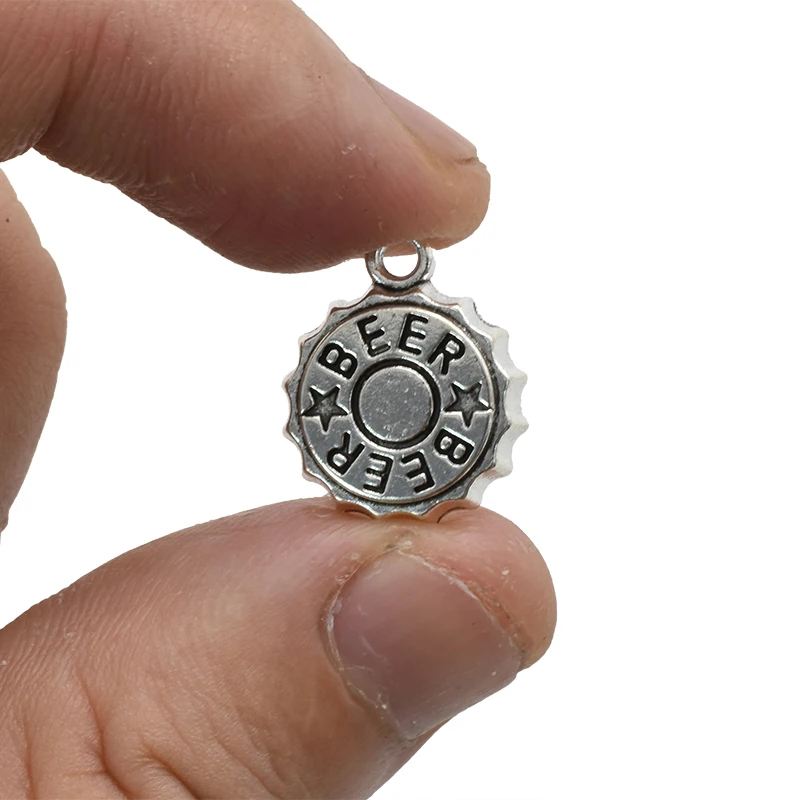 アンティークシルバーメッキビールキャップチャーム、DIYイヤ - Vintage Fashion Jewelry Necklaces のレビューと価格