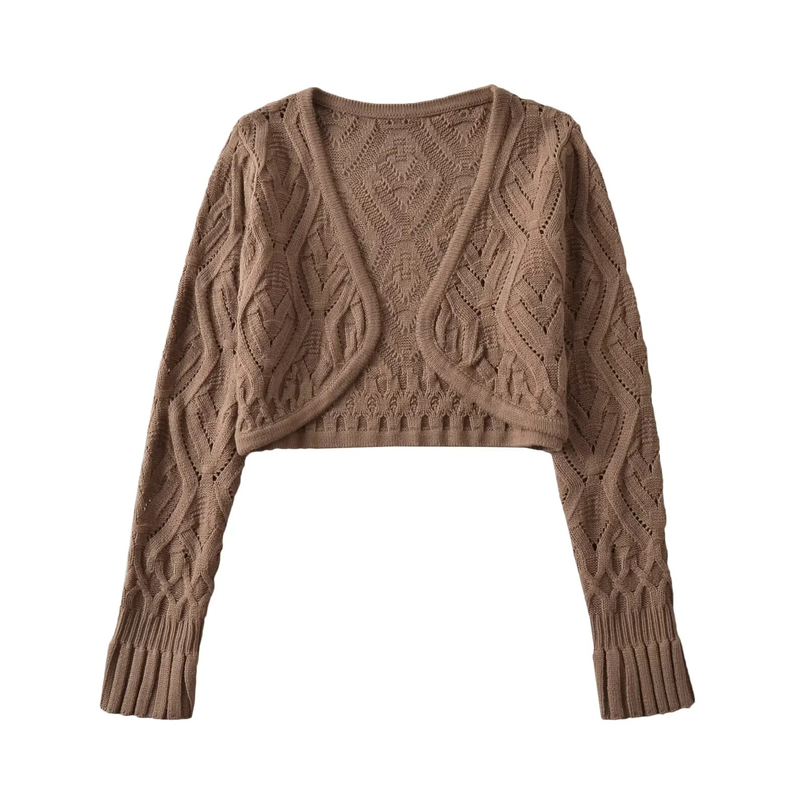 女性用ブラックホルタークロップドキャミトップスーツ長袖ニット - Crop Cardigan Vintage のレビューと価格