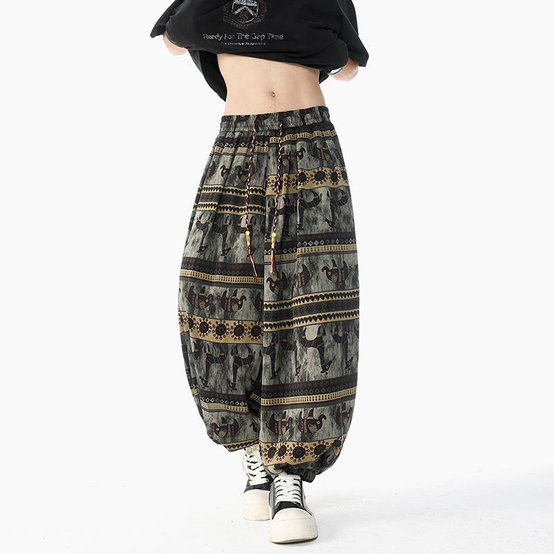 ホリデースタイルプリントハイウエスト巾着パンツエスニックスタ - Retro Track Pant のレビューと価格