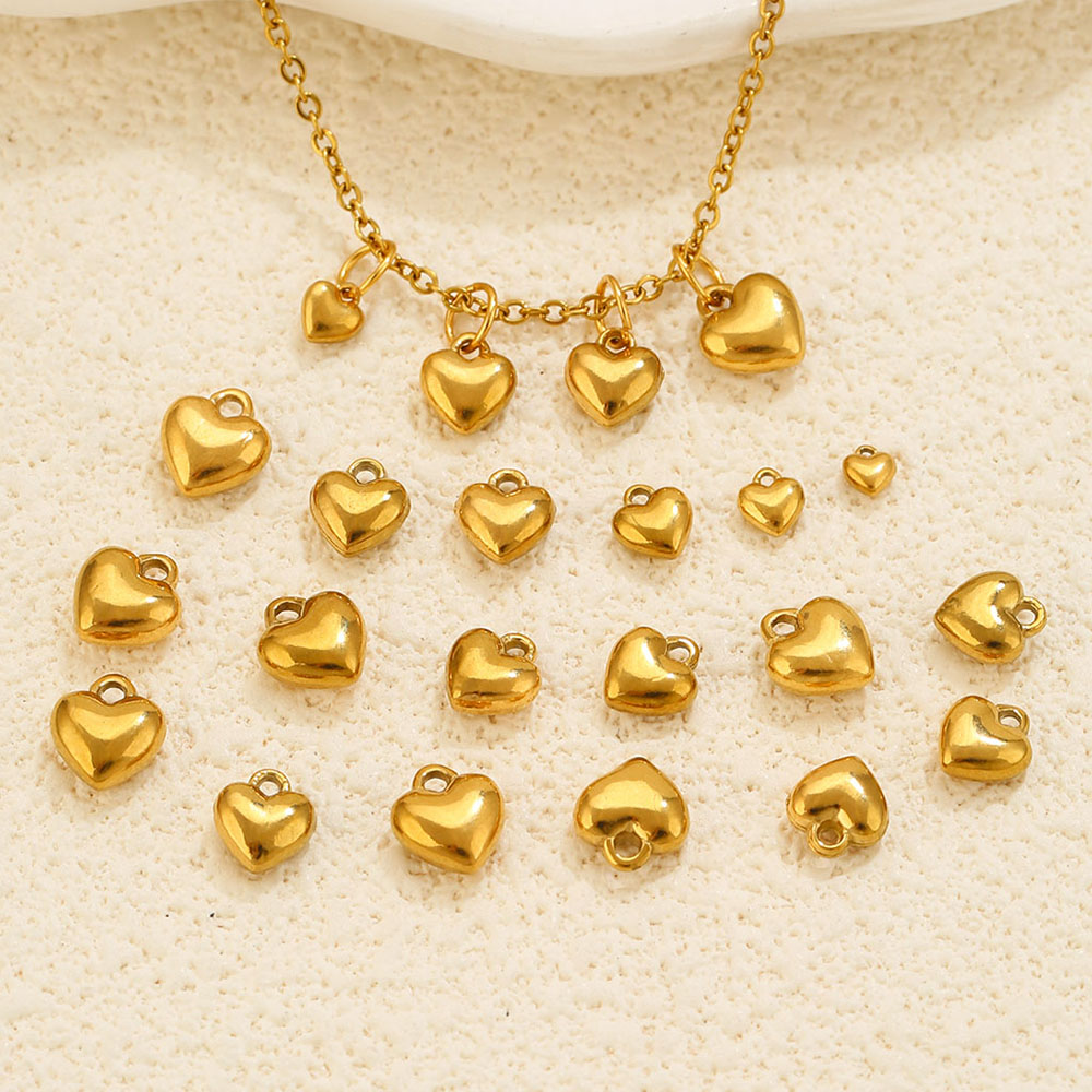 20個入り 3Dソリッドハートチャーム 18K PVDステン - Vintage Fashion Jewelry Necklaces のレビューと価格