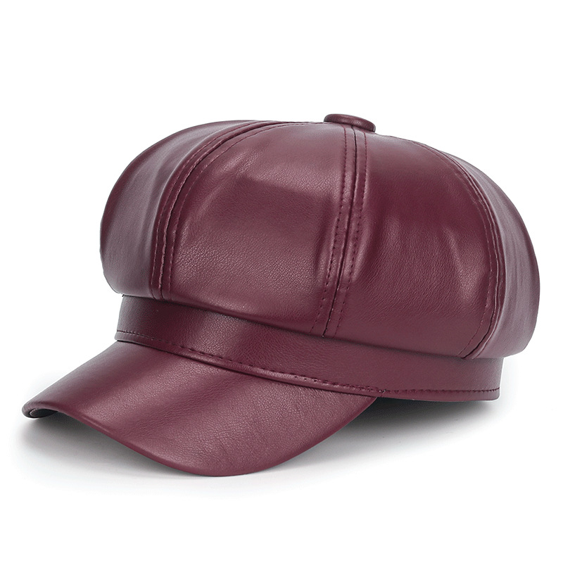 冬用ブラックPUレザーハット レディース ヴィンテージ ヒッ - Vintage Fashion Hats のレビューと価格