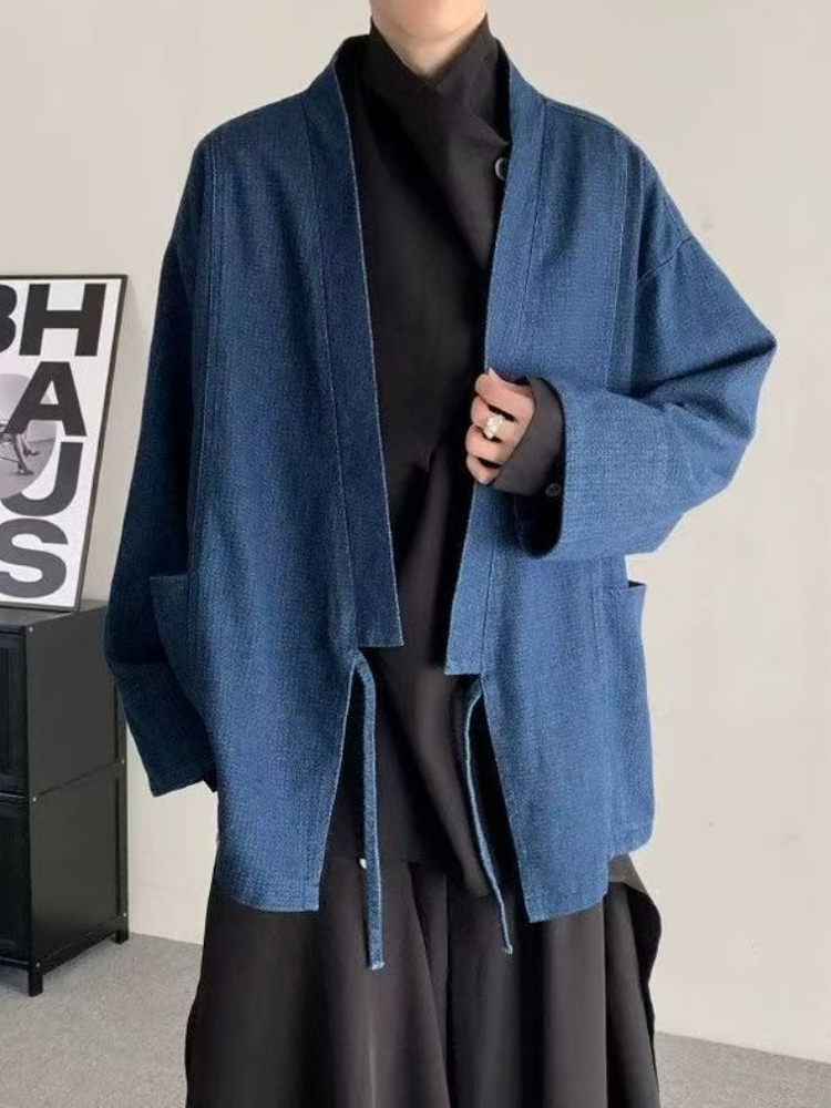 ヴィンテージ和風デニムコート男性女性ユニセックス特大デイリー - Crop Cardigan Vintage のレビューと価格
