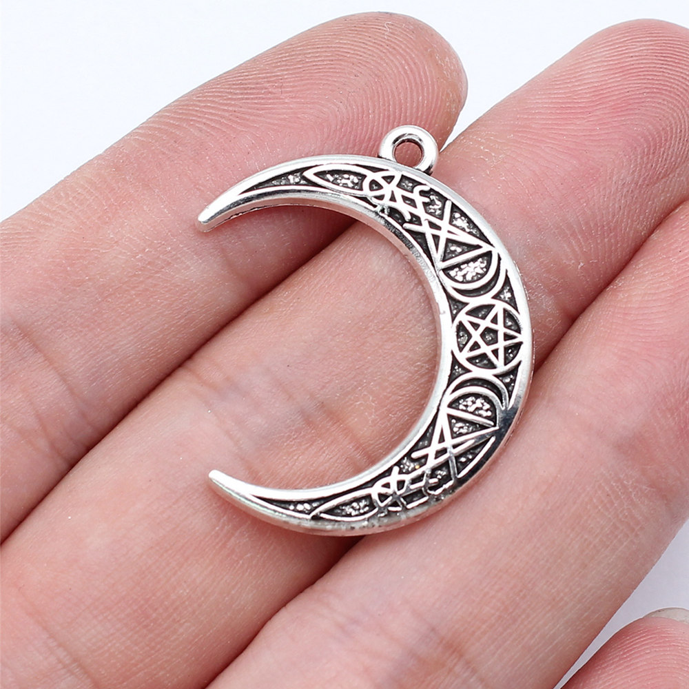 刻印入り三日月星チャームペンダント合金天体神秘的なDIYブレ - Vintage Fashion Jewelry Necklaces のレビューと価格