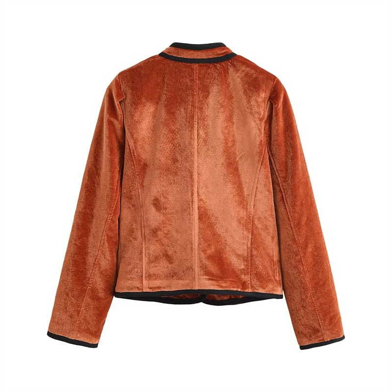 スタンドカラー コントラストパイピングトリム ベルベットブレ - Velvet Blazer Vintage のレビューと価格