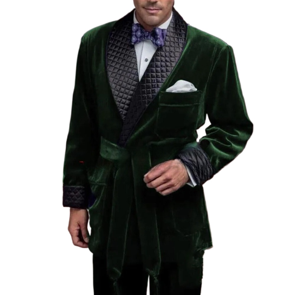 グリーンベルベット喫煙スーツジャケット男性用ベルト黒ラペルウ - Velvet Blazer Vintage のレビューと価格