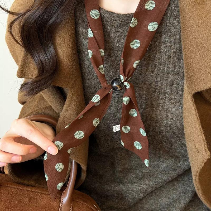 ヴィンテージポルカドットシフォンビーズスカーフ女性用軽量シー - Vintage Fashion Wear のレビューと価格