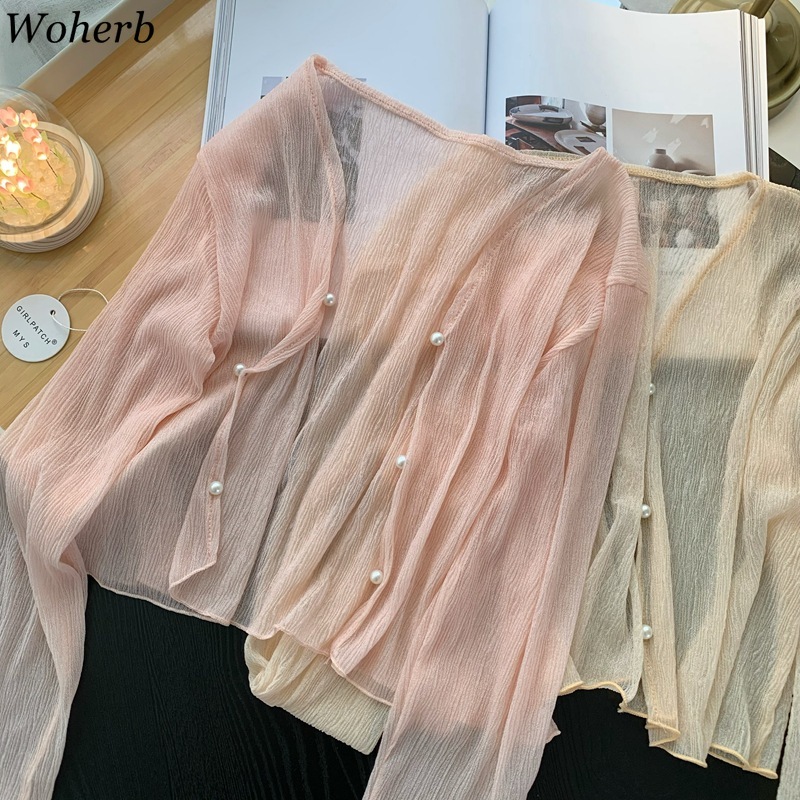 2026 ニット薄手セーターカーディガン女性長袖パールセータ - Crop Cardigan Vintage のレビューと価格