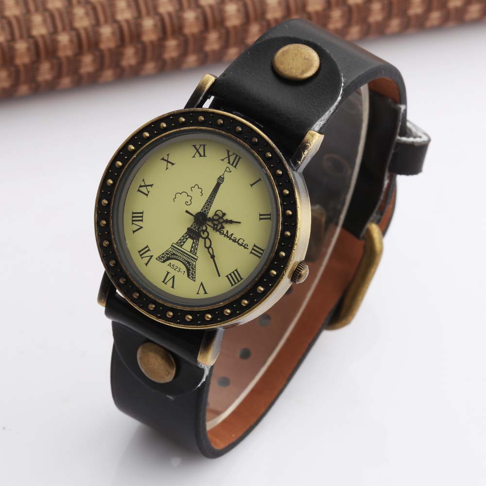 レディース腕時計ファッションヴィンテージ女性革バンドクォーツ - Vintage Fashion Paris のレビューと価格