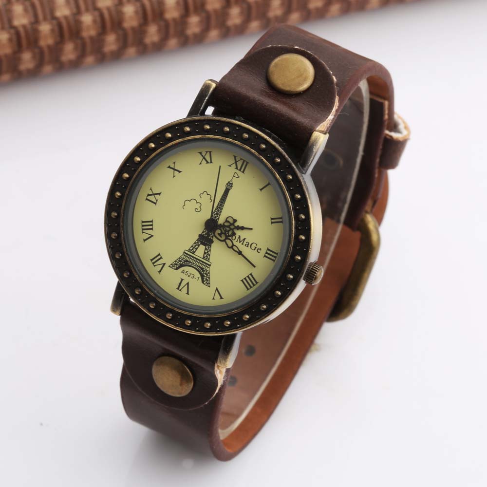 レディース腕時計ファッションヴィンテージ女性革バンドクォーツ - Vintage Fashion Paris のレビューと価格