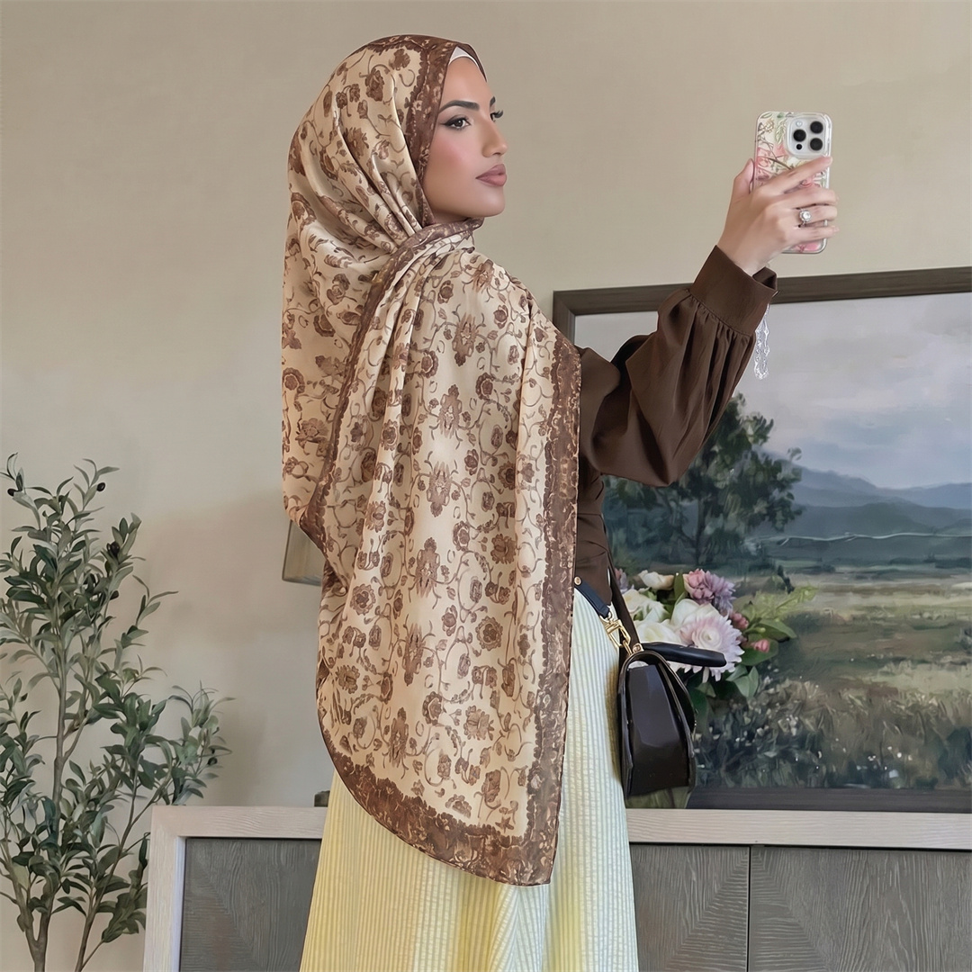 ヴィンテージ花柄プリントヒジャブ ソフト軽量ムスリム女性用ス - Vintage Fashion Ladies のレビューと価格