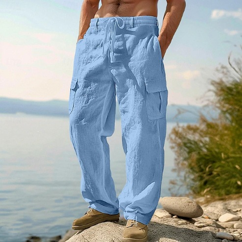 エスニックスタイルカジュアルコットンリネンワイドレッグパンツ - Retro Track Pant のレビューと価格