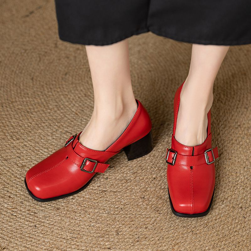 Girseaby ヴィンテージ女性パンプススクエアトゥブロッ - Vintage Fashion Design のレビューと価格